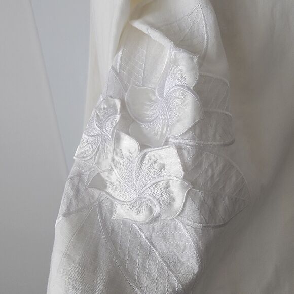 JSong collection womens size 16 100% linen blazer 3/4 sleeves flower embroidery - Picture 6 of 8